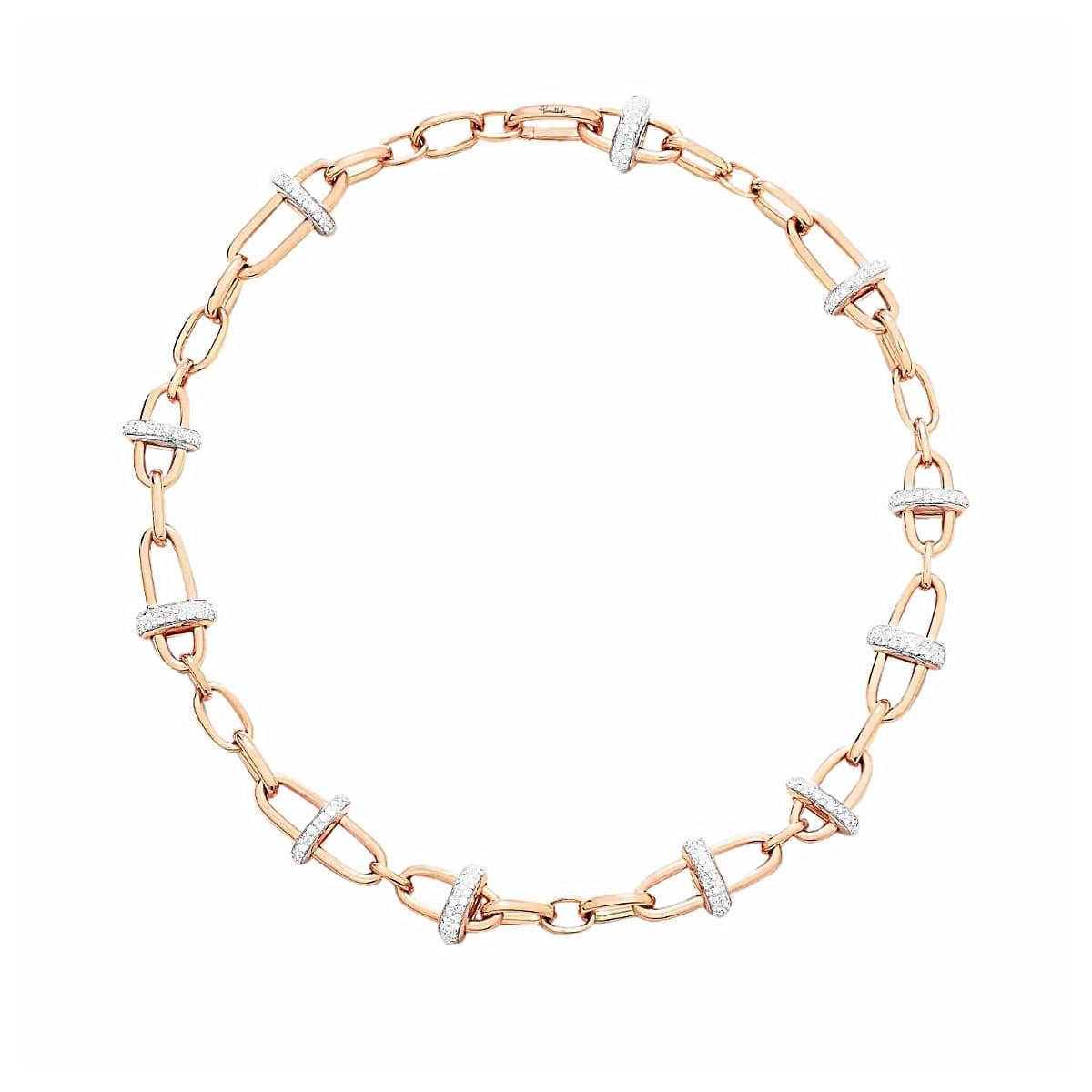 Pomellato Iconica 18k Rose Gold Pave Diamond Link Necklace
