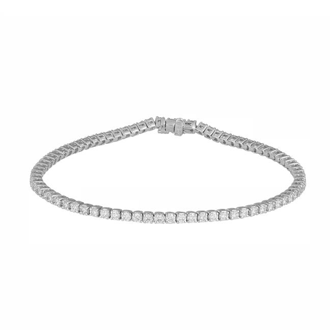 London Collection 14k White Gold Diamond 4 Prong Tennis Bracelet