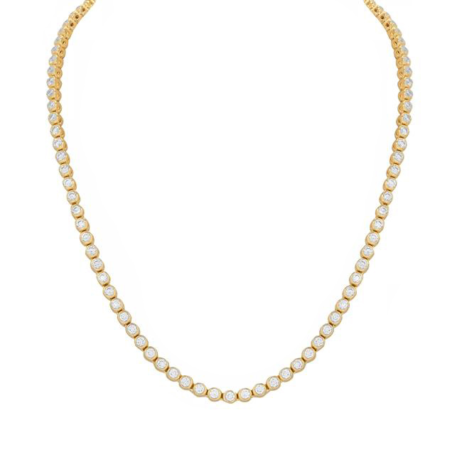 London Collection 14k Yellow Gold Diamond Bezel Tennis Necklace
