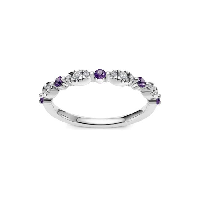 TWO By London 14k White Gold Alternating Diamond And Gemstone Band