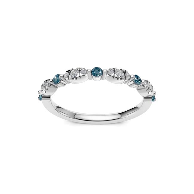 TWO By London 14k White Gold Alternating Diamond And Gemstone Band