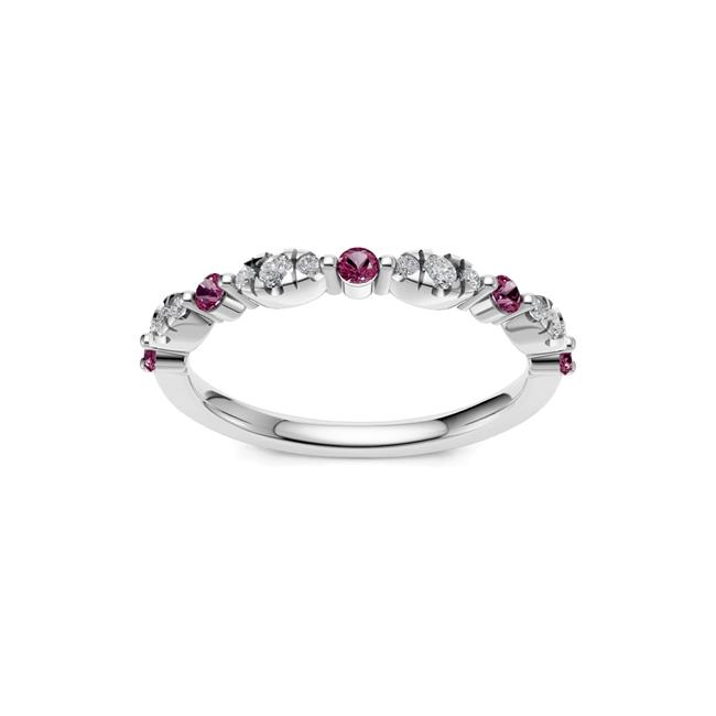 TWO By London 14k White Gold Alternating Diamond And Gemstone Band
