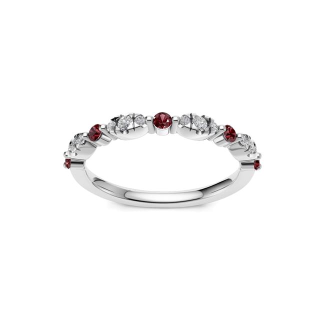 TWO By London 14k White Gold Alternating Diamond And Gemstone Band