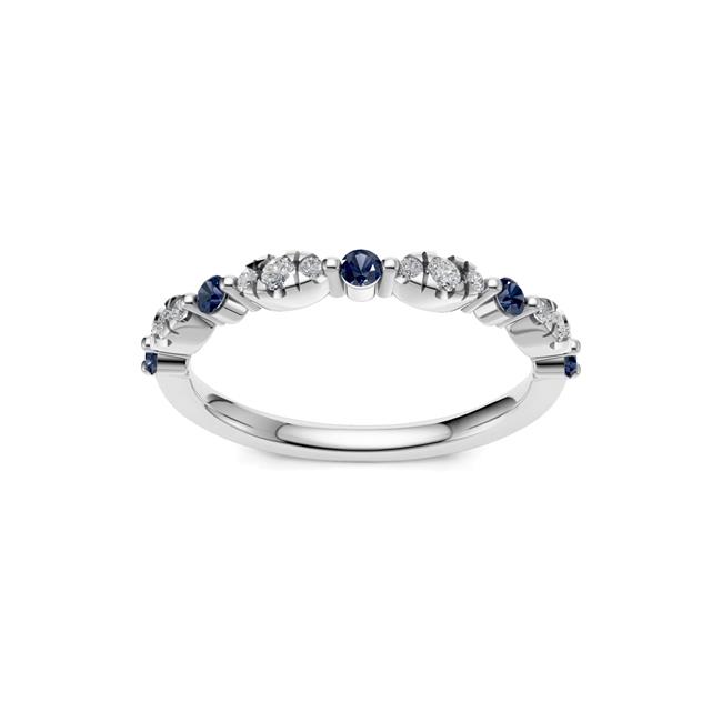 TWO By London 14k White Gold Alternating Diamond And Gemstone Band