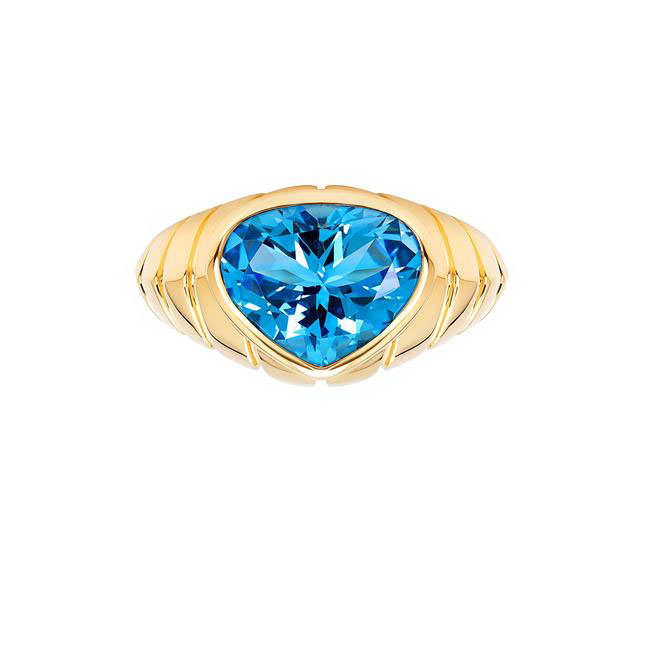 Marina B Timo 18k Yellow Gold Blue Topaz Ring