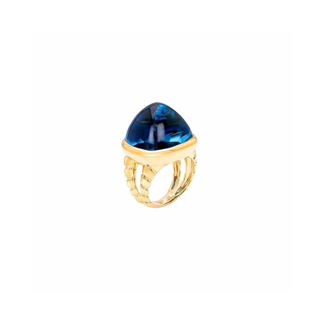 Marina B Tigella Sugarloaf 18k Yellow Gold Blue Topaz Ring