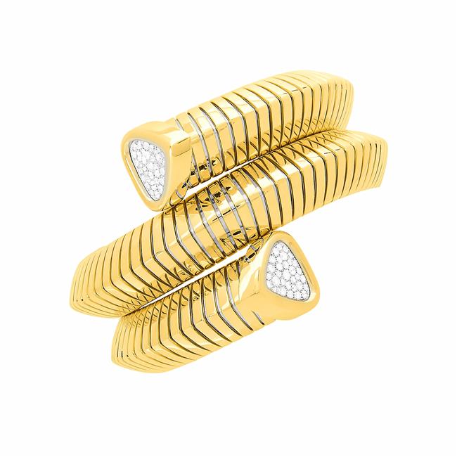 Marina B Trisolina 18k Yellow Gold Diamond Triple Bangle Bracelet