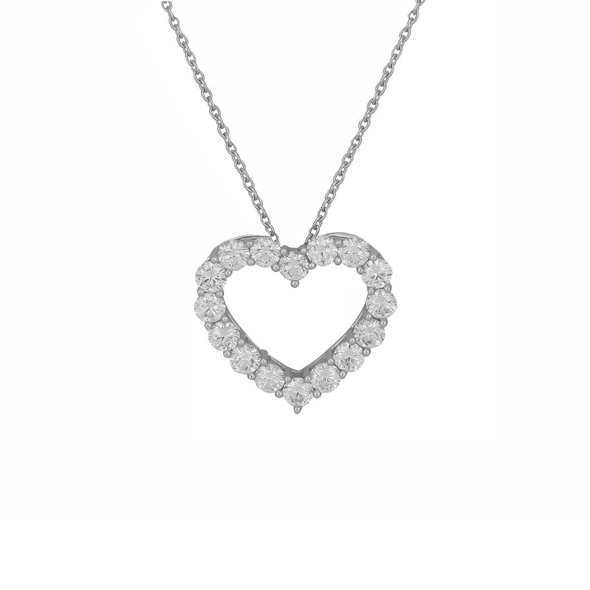 London Collection 14k White Gold Large Diamond Heart Necklace