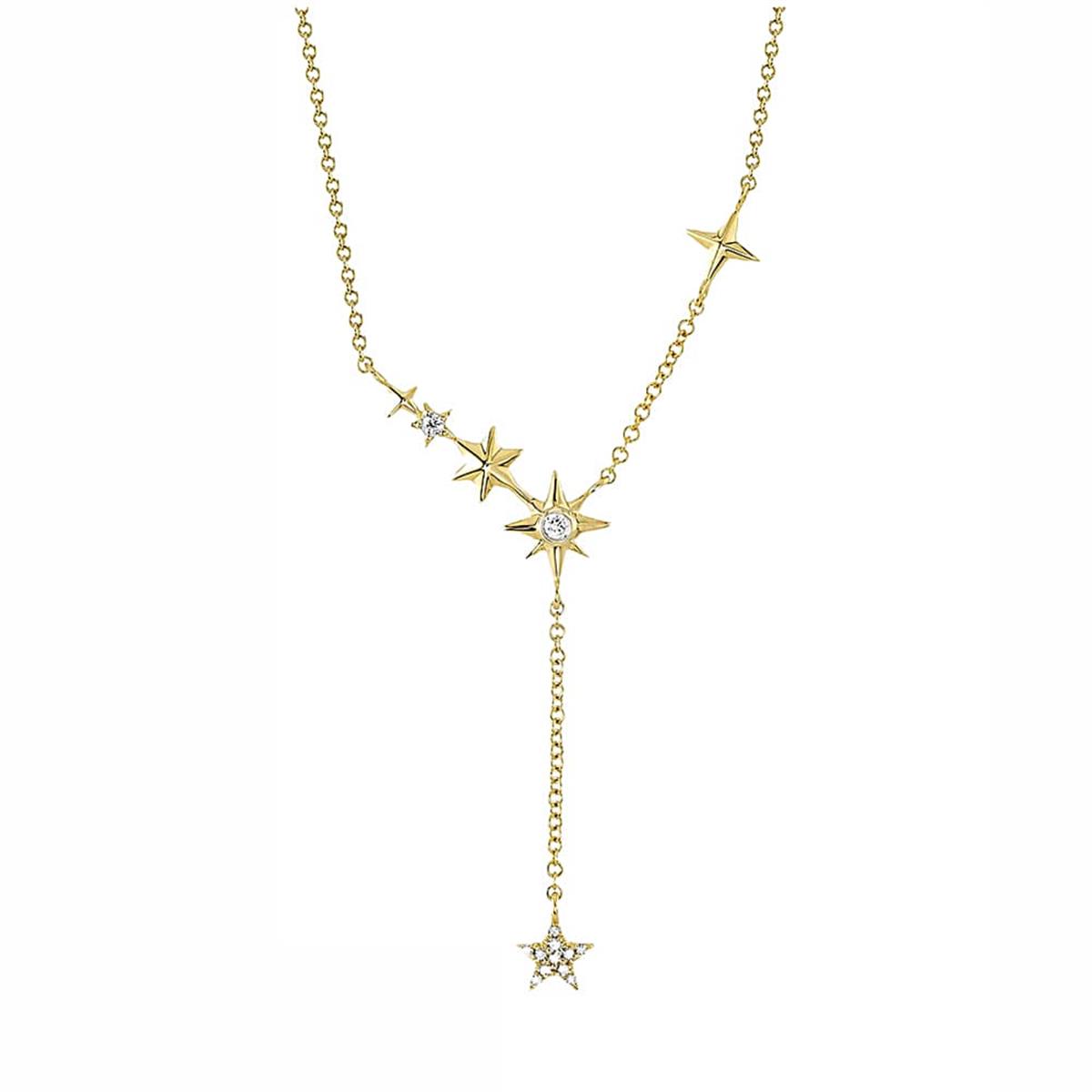 London Collection 14k Yellow Gold Diamond Star Lariat Necklace