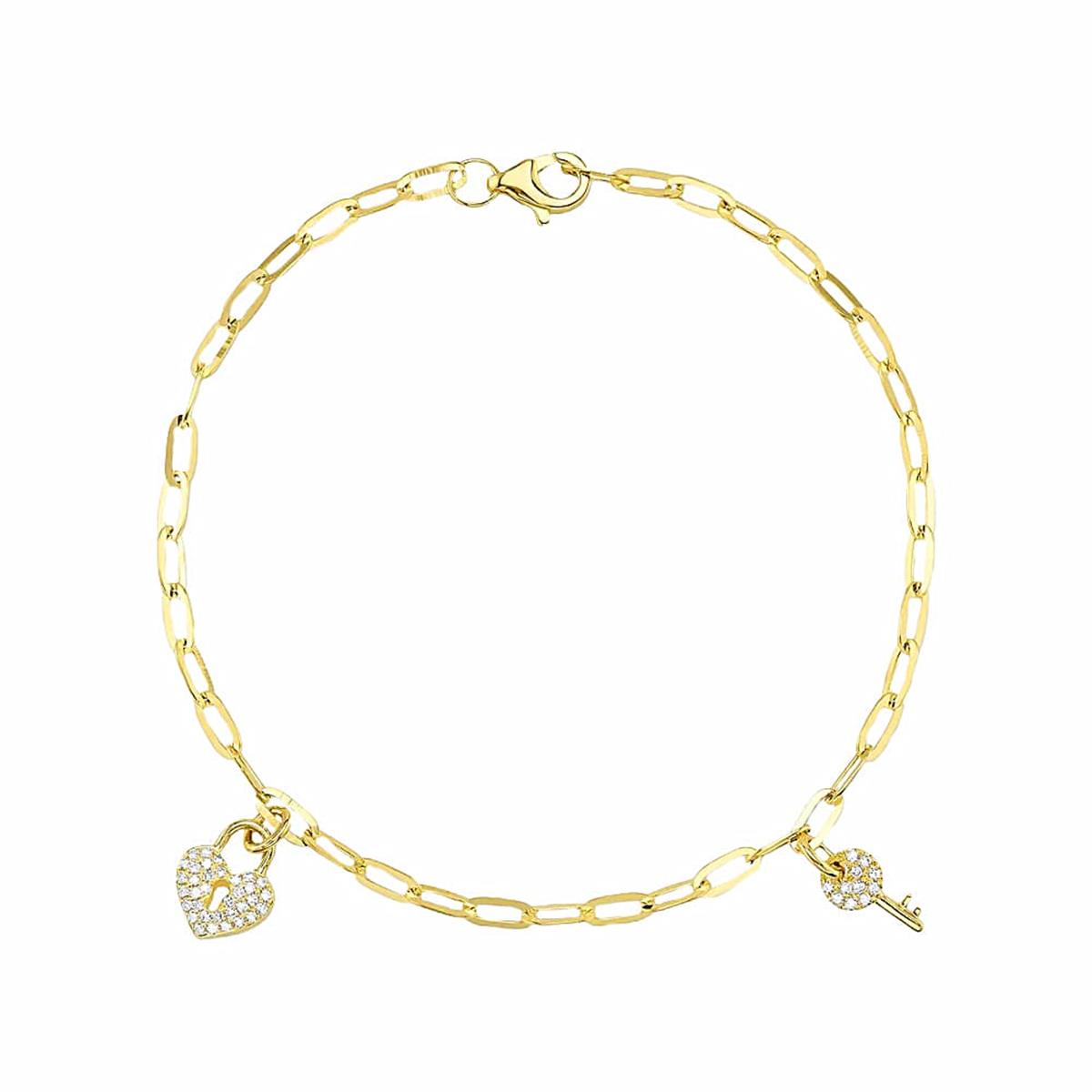 London Collection 14k Heart and Lock Bracelet