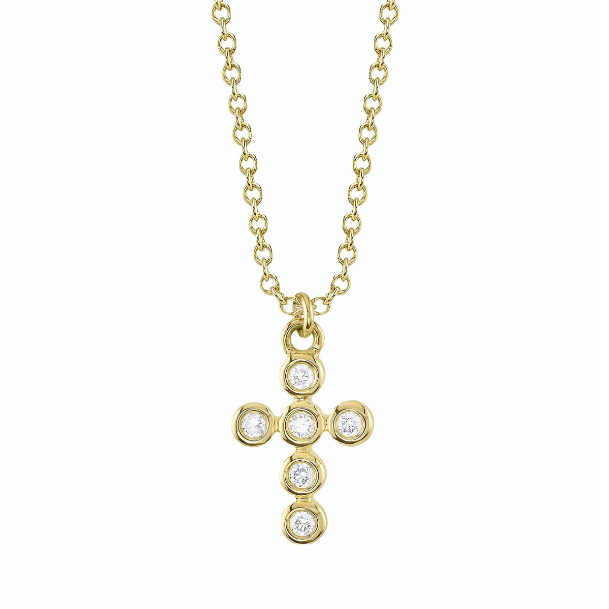 London Collection Bezel Set Diamond Cross Pendant Necklace