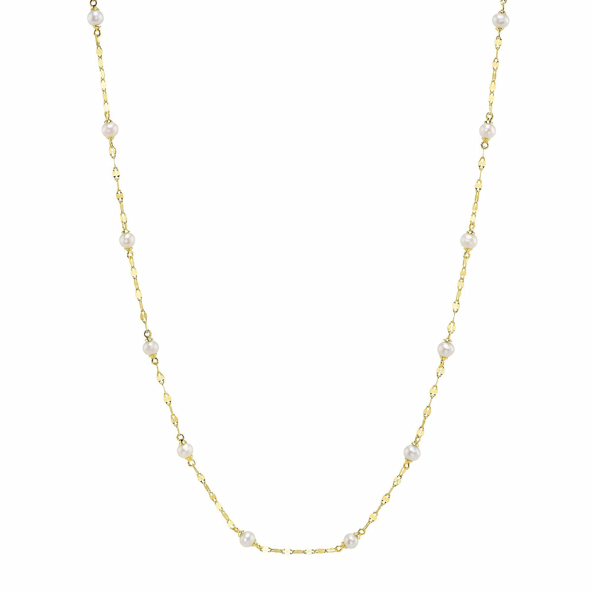 London Collection 14k Pearl Sparkle Chain Necklace
