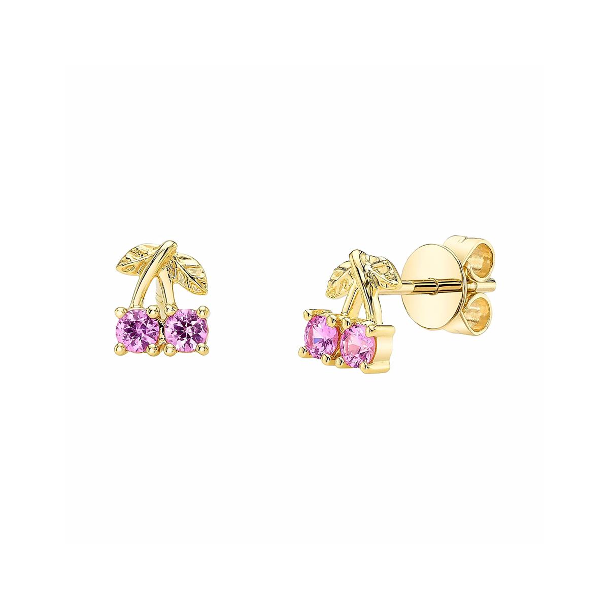 London Collection 14k Pink Sapphire Cherry Earrings