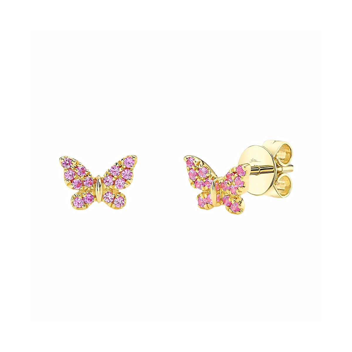 London Collection 14k Pink Sapphire Butterfly Earrings