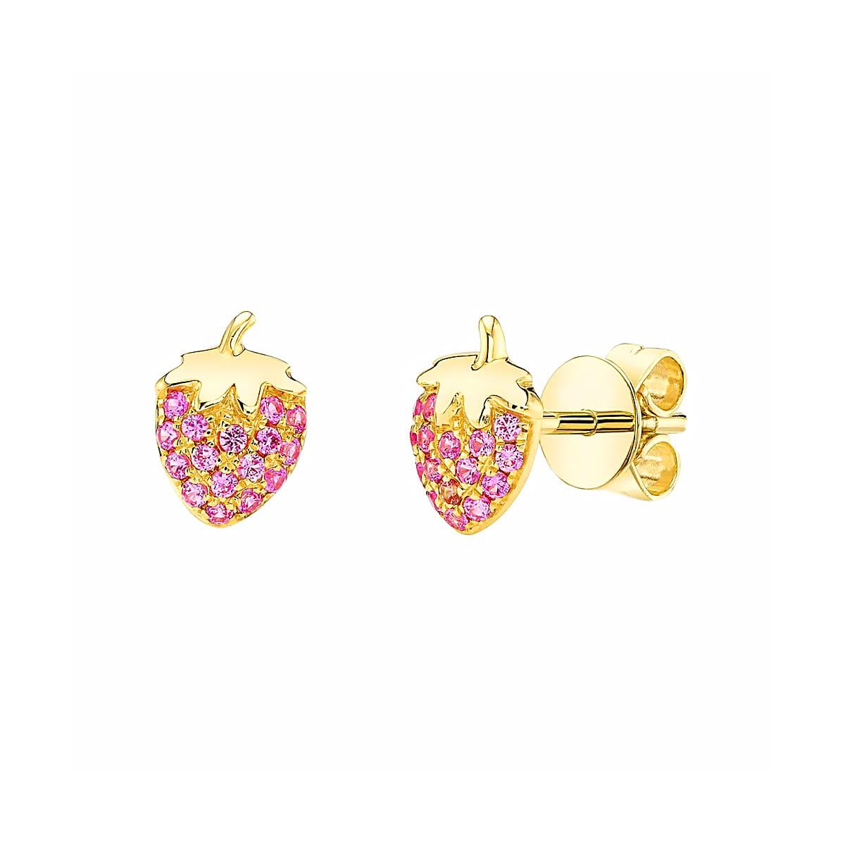 London Collection 14k Pink Sapphire Strawberry Earrings