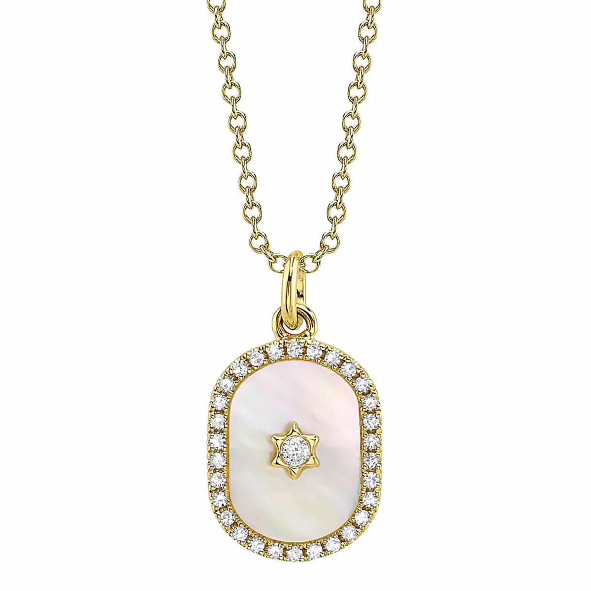 London Collection 14k Mother of Pearl Star of David Pendant Necklace