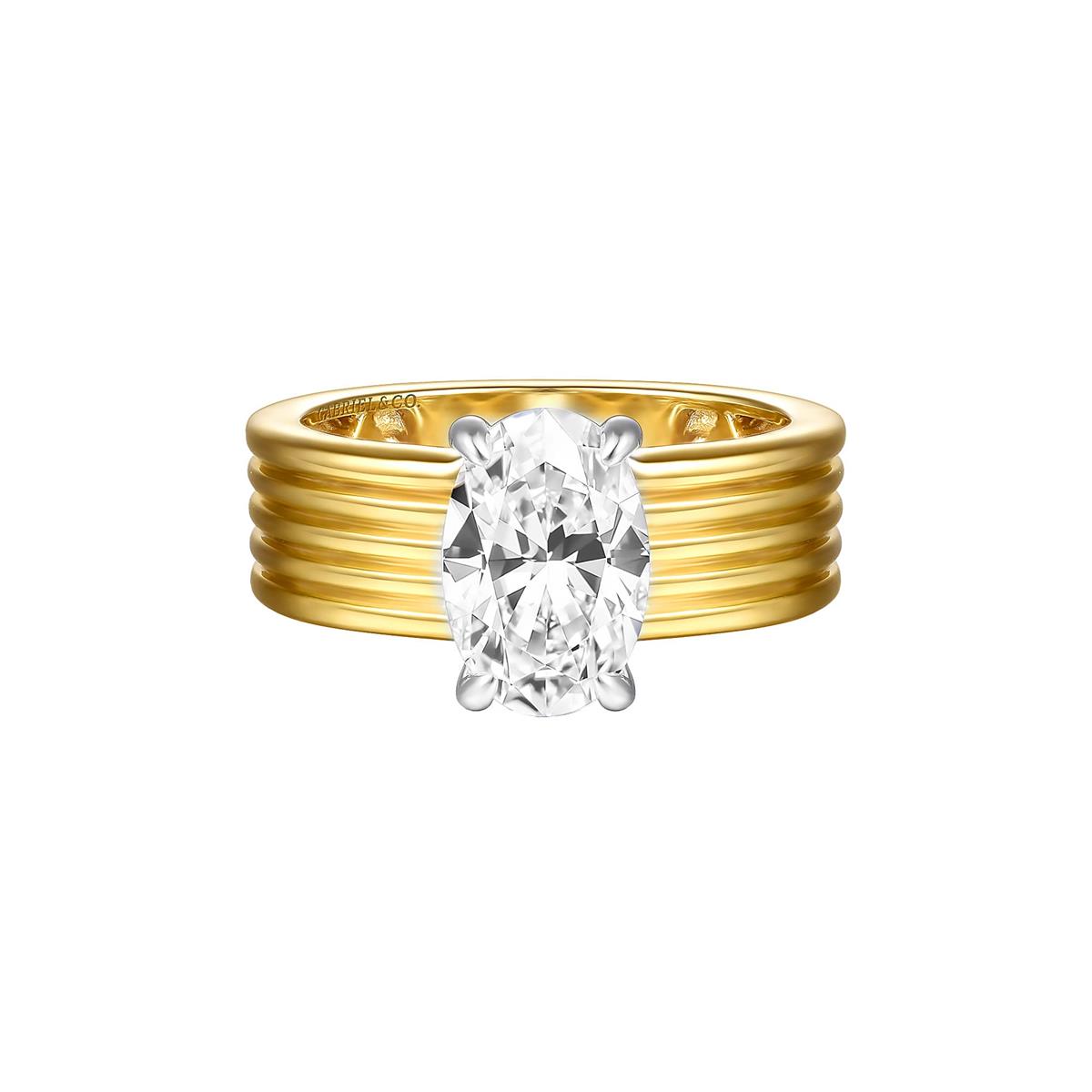 Gabriel & Co Bridal Cova Two Tone Diamond 5 Row Band Engagement Ring