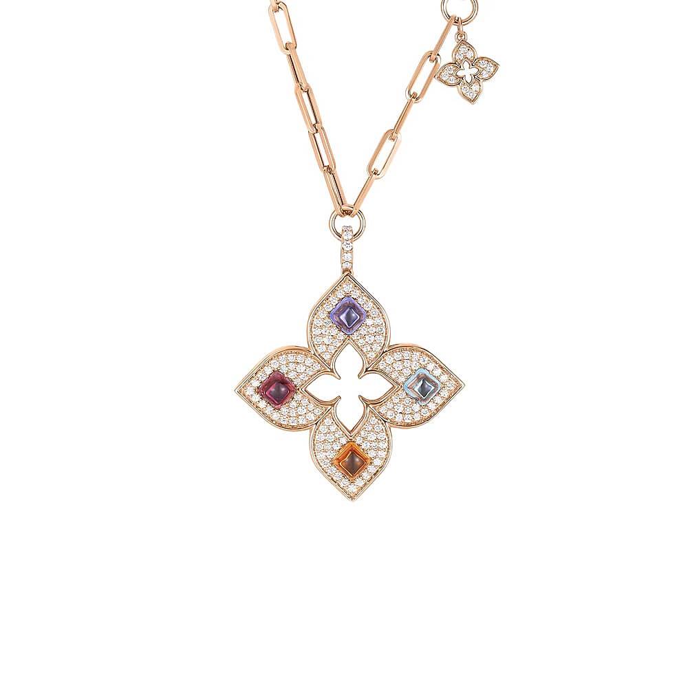 Roberto Coin Venetian Princess Carnival Diamond and Mixed Stone Flower Necklace