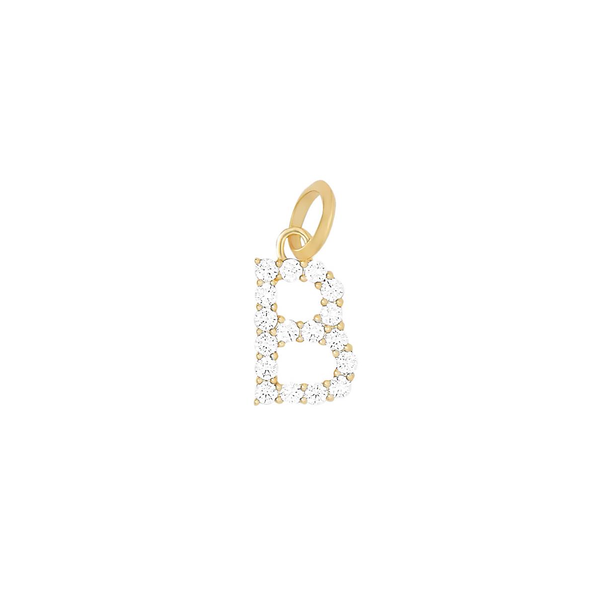 Jennifer Fisher 18k Yellow Gold Diamond Floating Minimal Block Letter "B" Charm Pendant