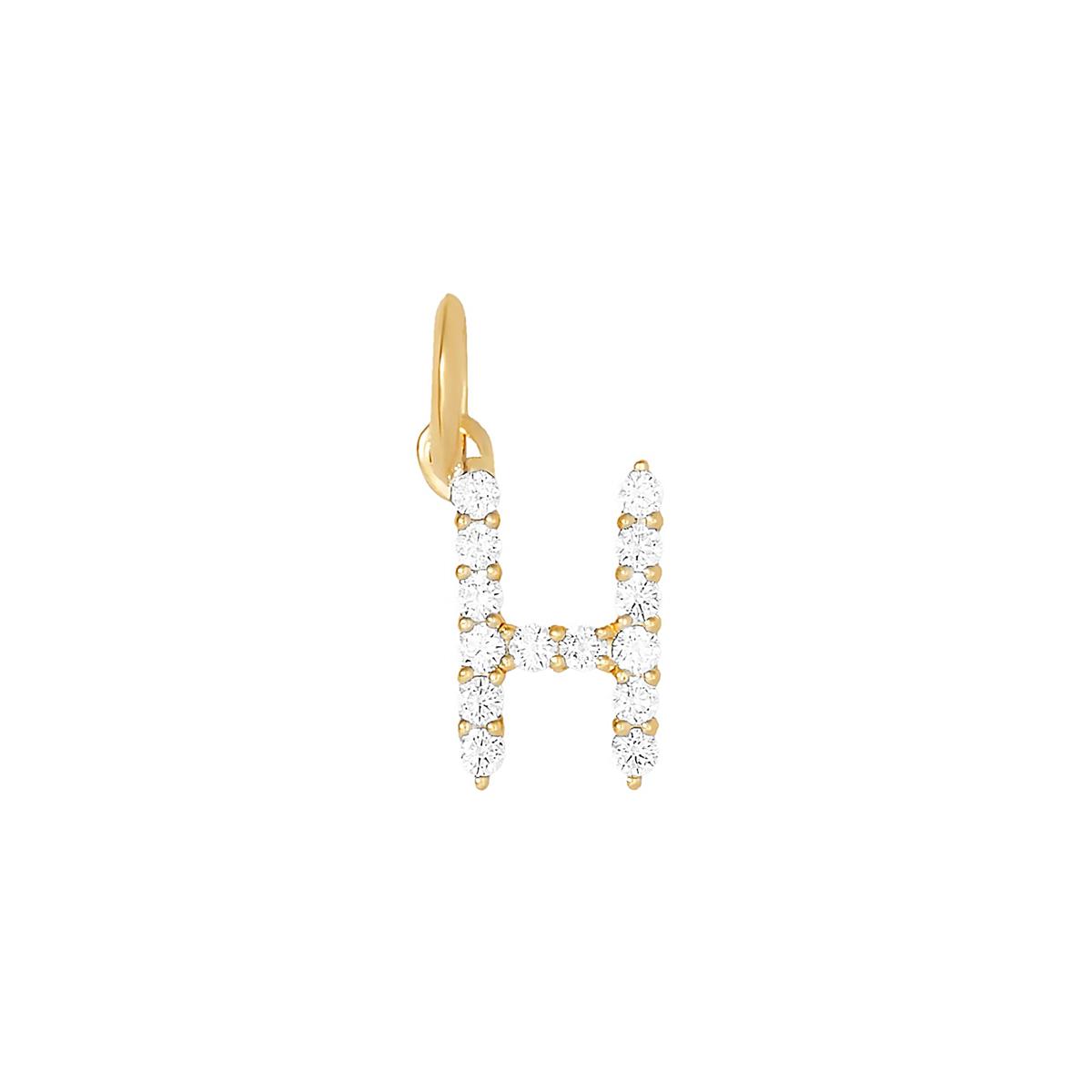 Jennifer Fisher 18k Yellow Gold Diamond Floating Minimal Block Letter "H" Charm Pendant