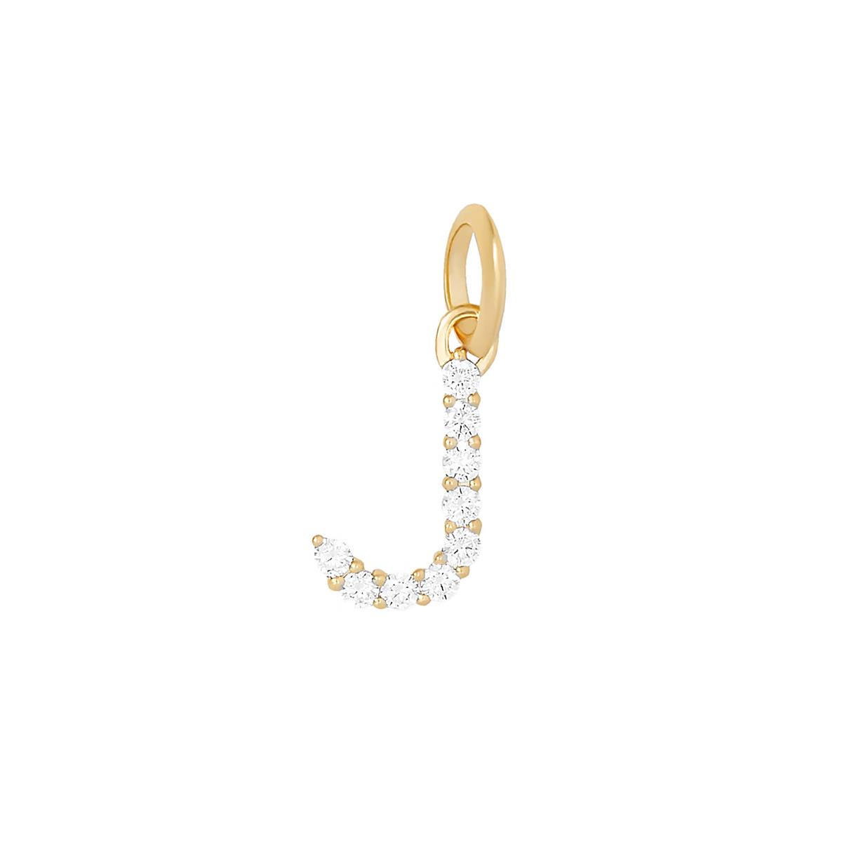 Jennifer Fisher 18k Yellow Gold Diamond Floating Minimal Block Letter "J" Charm Pendant