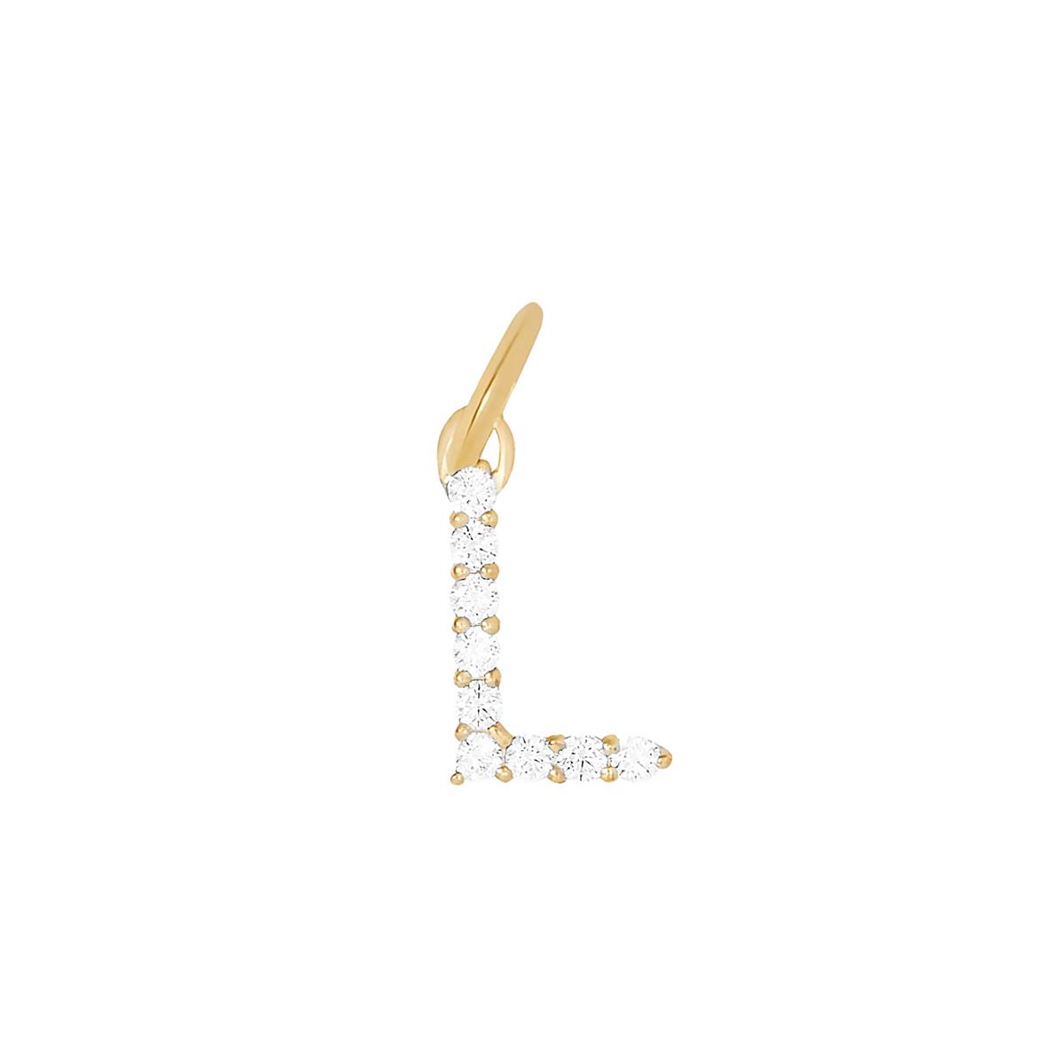 Jennifer Fisher 18k Yellow Gold Diamond Floating Minimal Block Letter "L" Charm Pendant