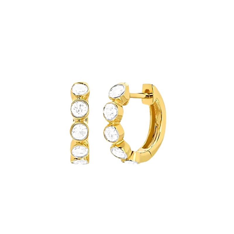 Anita Ko Melrose 18k Yellow Gold Bezel Diamond Huggie Earrings