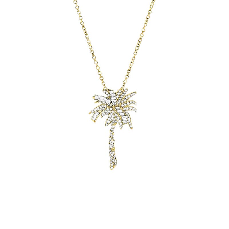 Anita Ko 18k Yellow Gold Diamond Palm Tree Pendant Necklace