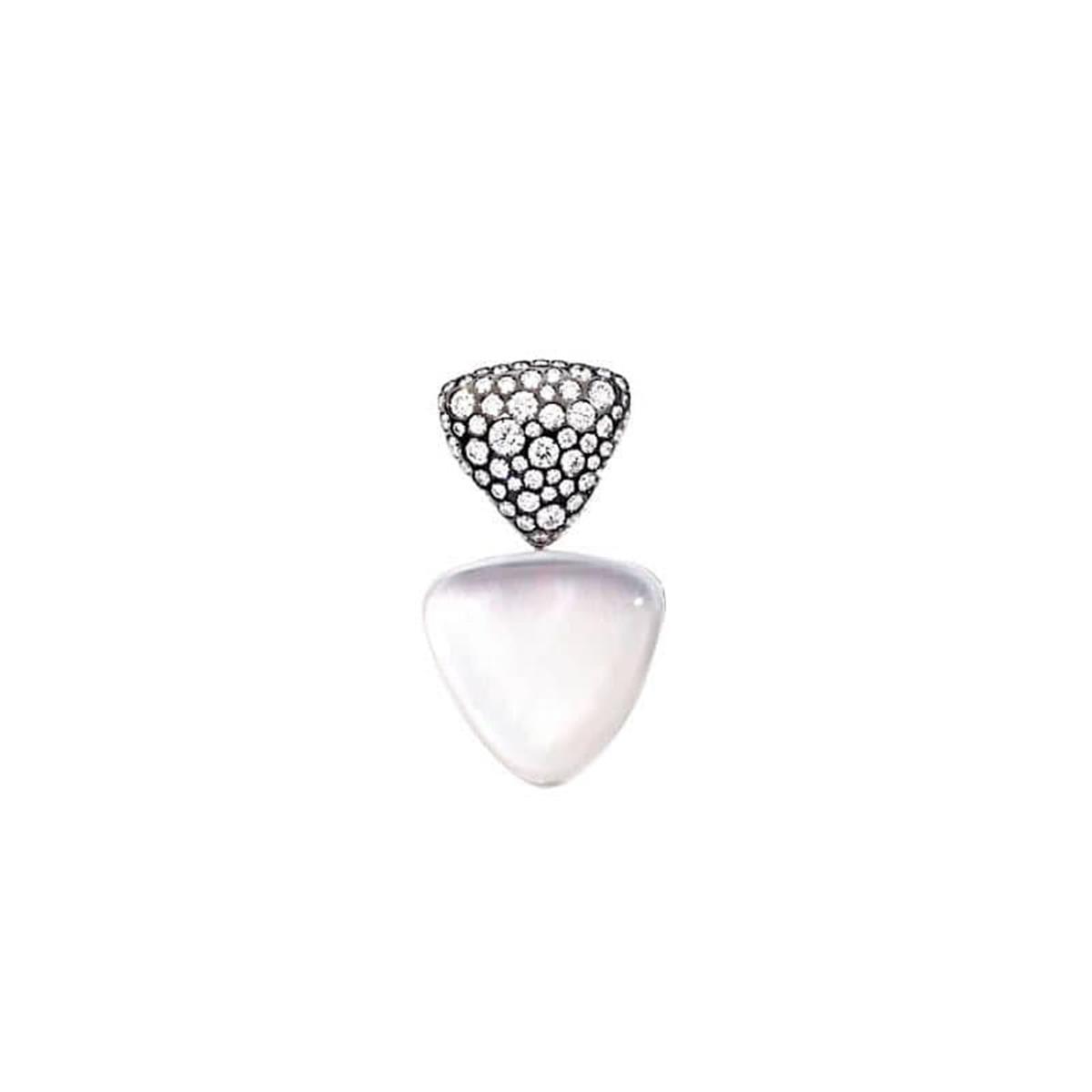 Vhernier Freccia 18k White Gold Mother of Pearl Rock Crystal & Diamond Clip Earring