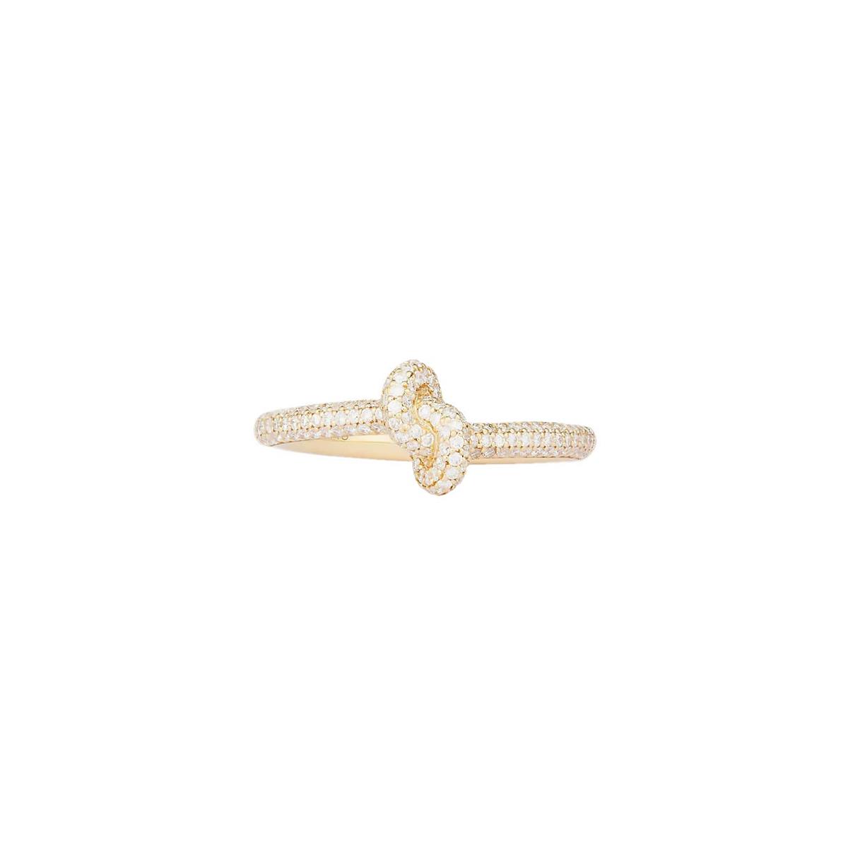 Engelbert Legacy Knot 18k Yellow Gold Pave Diamond Mini Knot Ring