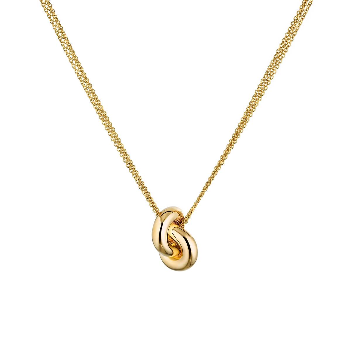 Engelbert Legacy Knot 18k Yellow Gold Big Knot Double Chain Pendant Necklace