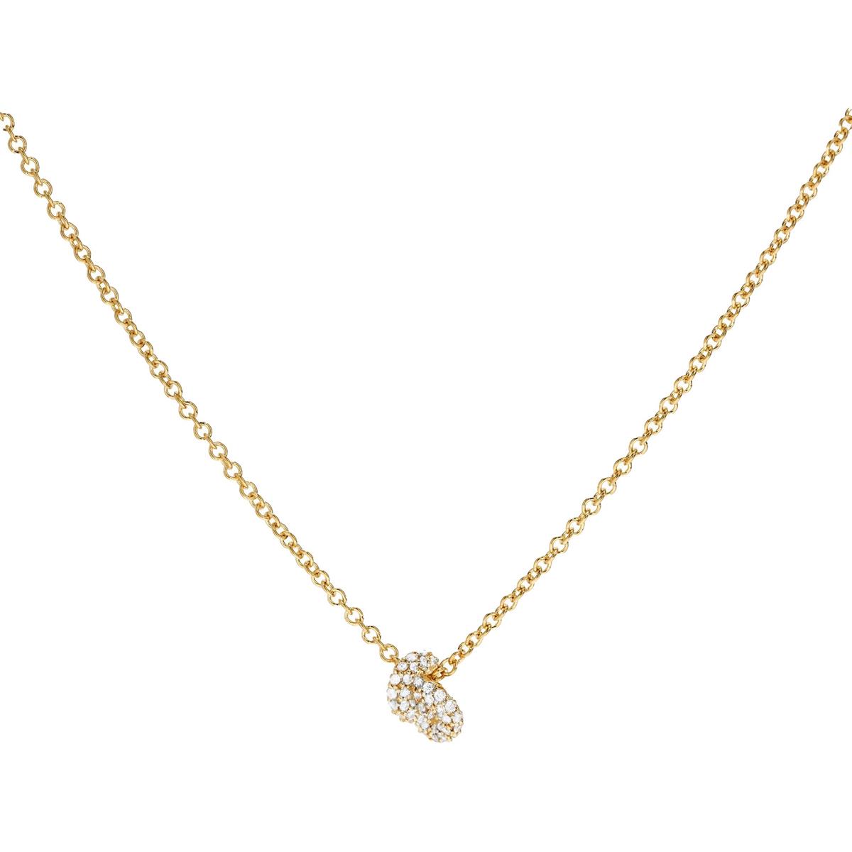 Engelbert Legacy Knot 18k Yellow Gold Pave Diamond Mini Knot Pendant Necklace