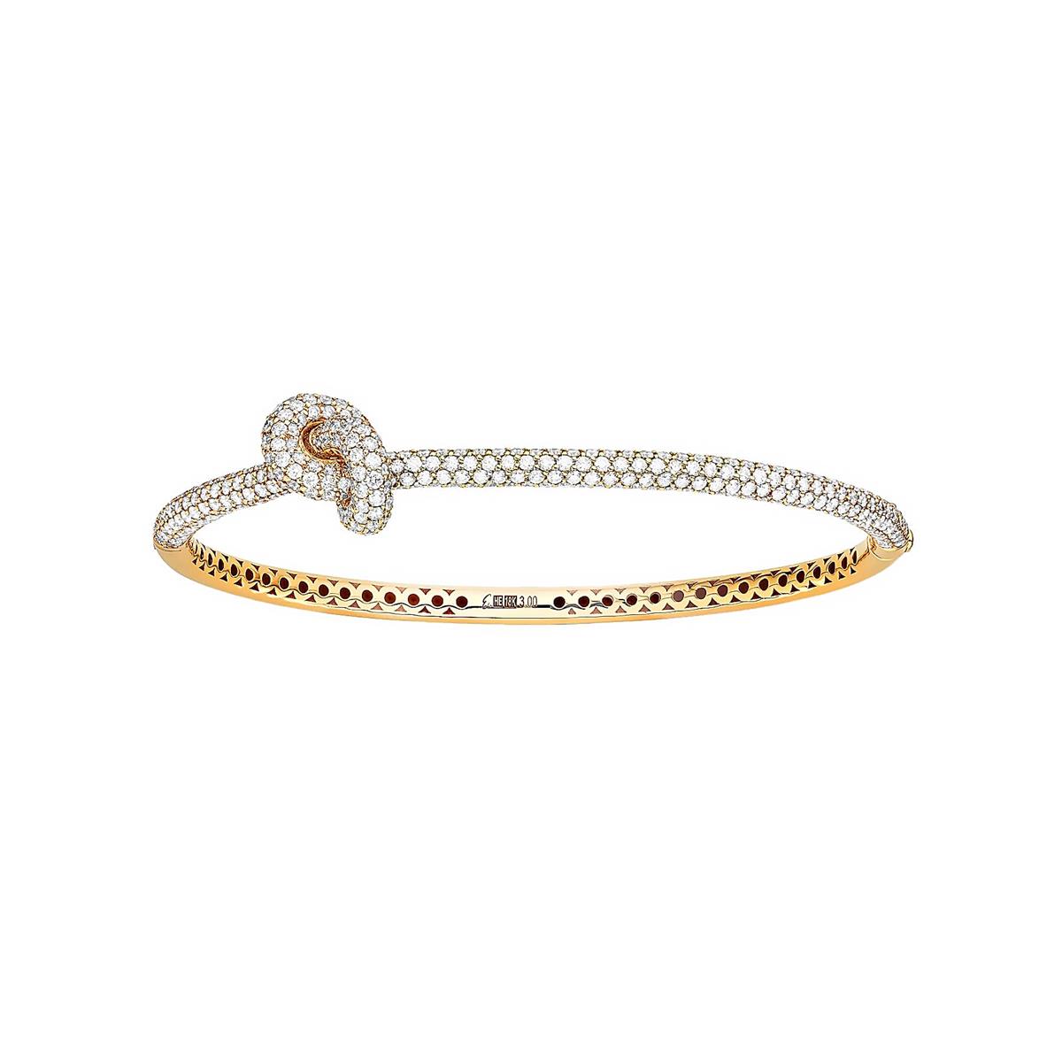 Engelbert Legacy Knot 18k Yellow Gold Pave Diamond Bangle Bracelet