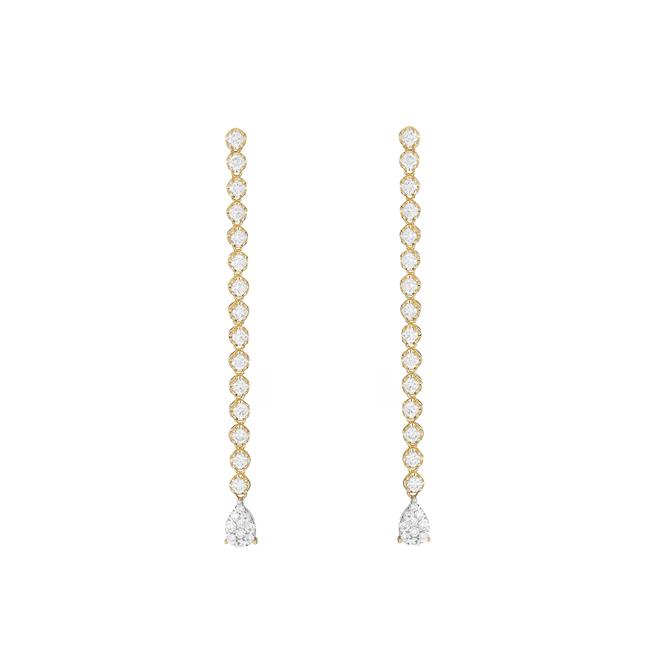 London Collection 14k Yellow and White Gold Diamond Pear Shaped Cluster Drop Earrings