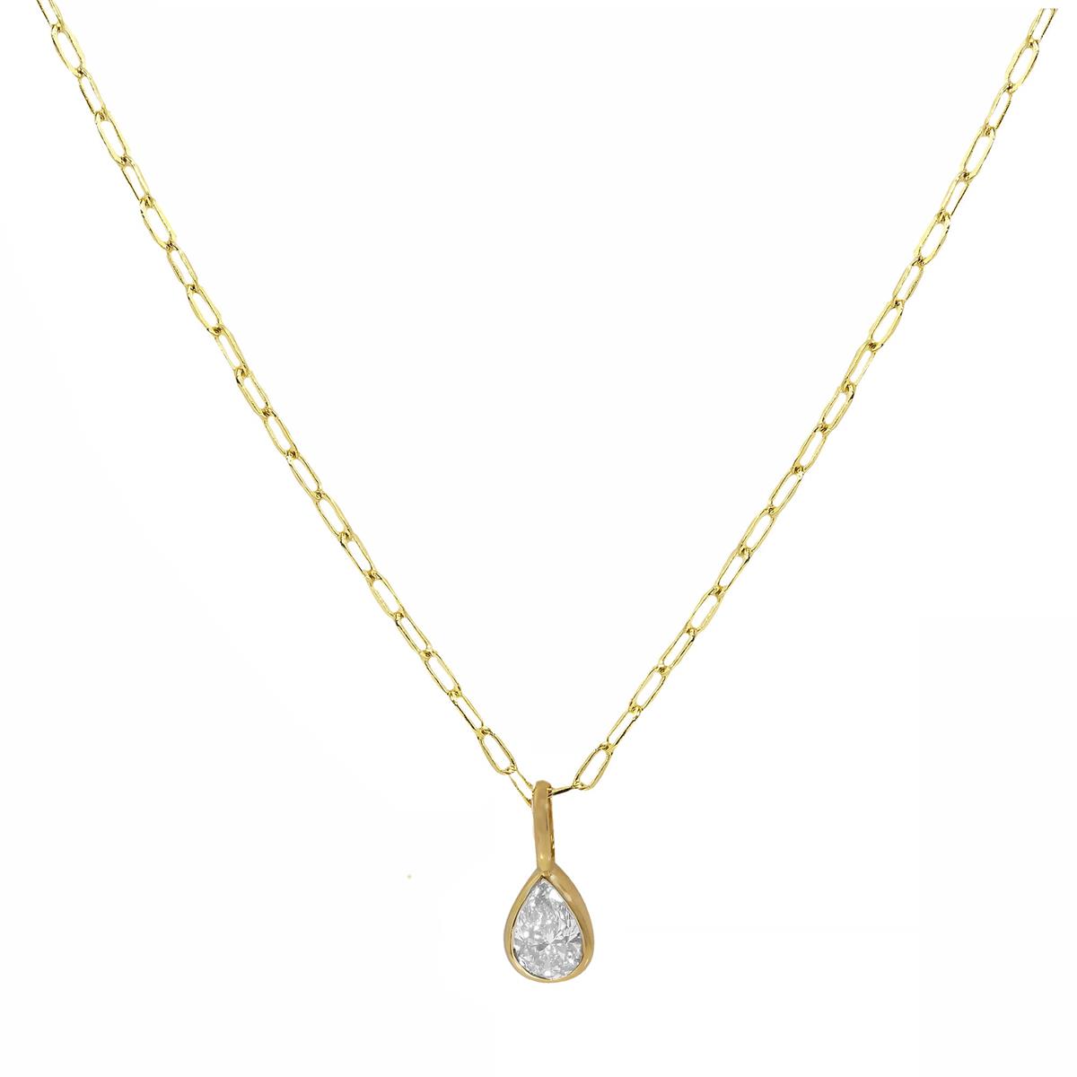 London Collection 14k Gold Diamond Paperclip Necklace
