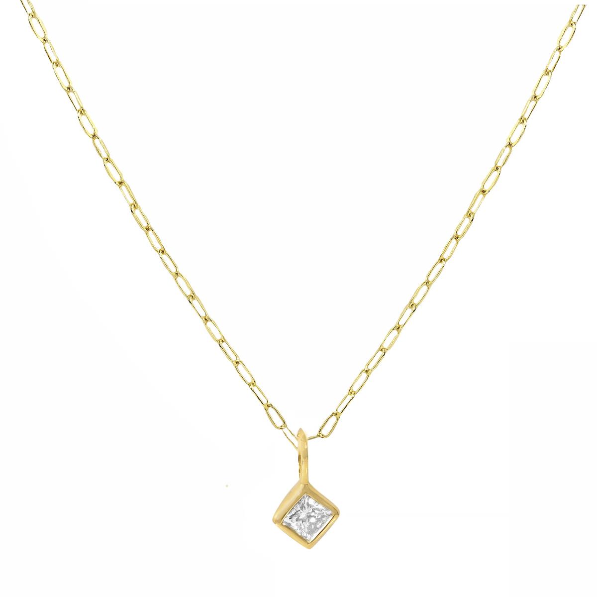London Collection 14k Gold Diamond Paperclip Necklace