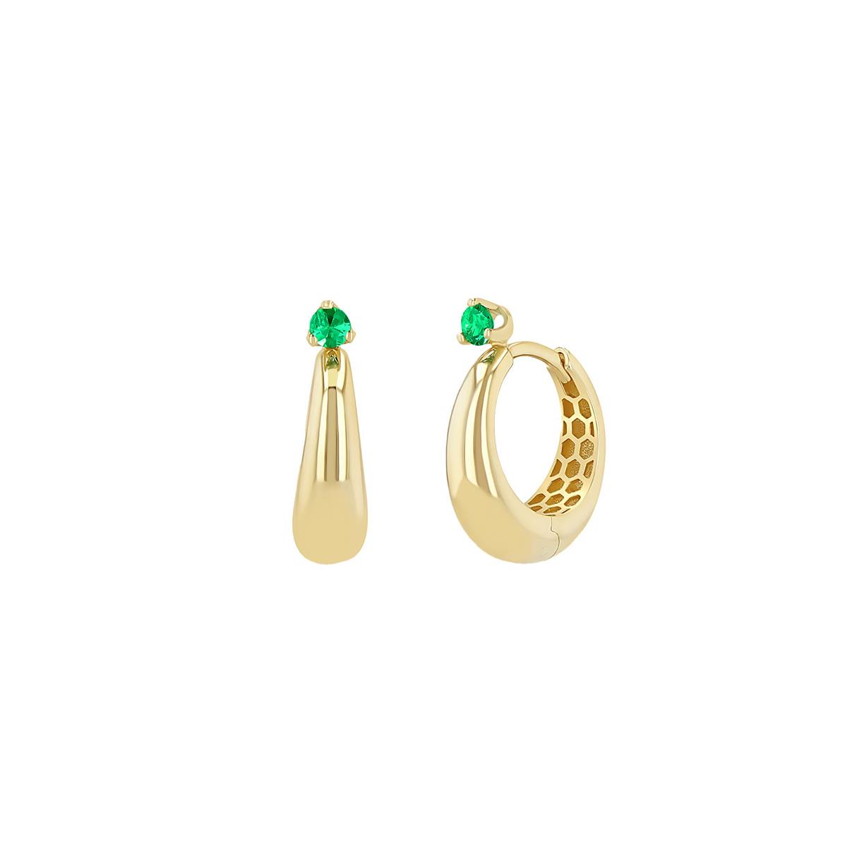 Zoe Chicco 14k Yellow Gold Emerald 14mm Tapered Hinged Hoop Earrings
