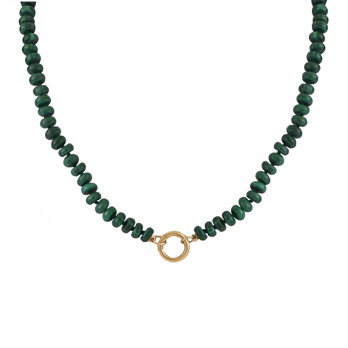 Zoe Chicco 14k Yellow Gold Malachite Rondelle Beaded Necklace