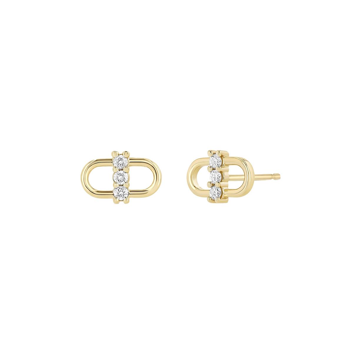 Zoe Chicco 14k Yellow Gold Diamond Link Stud Earrings