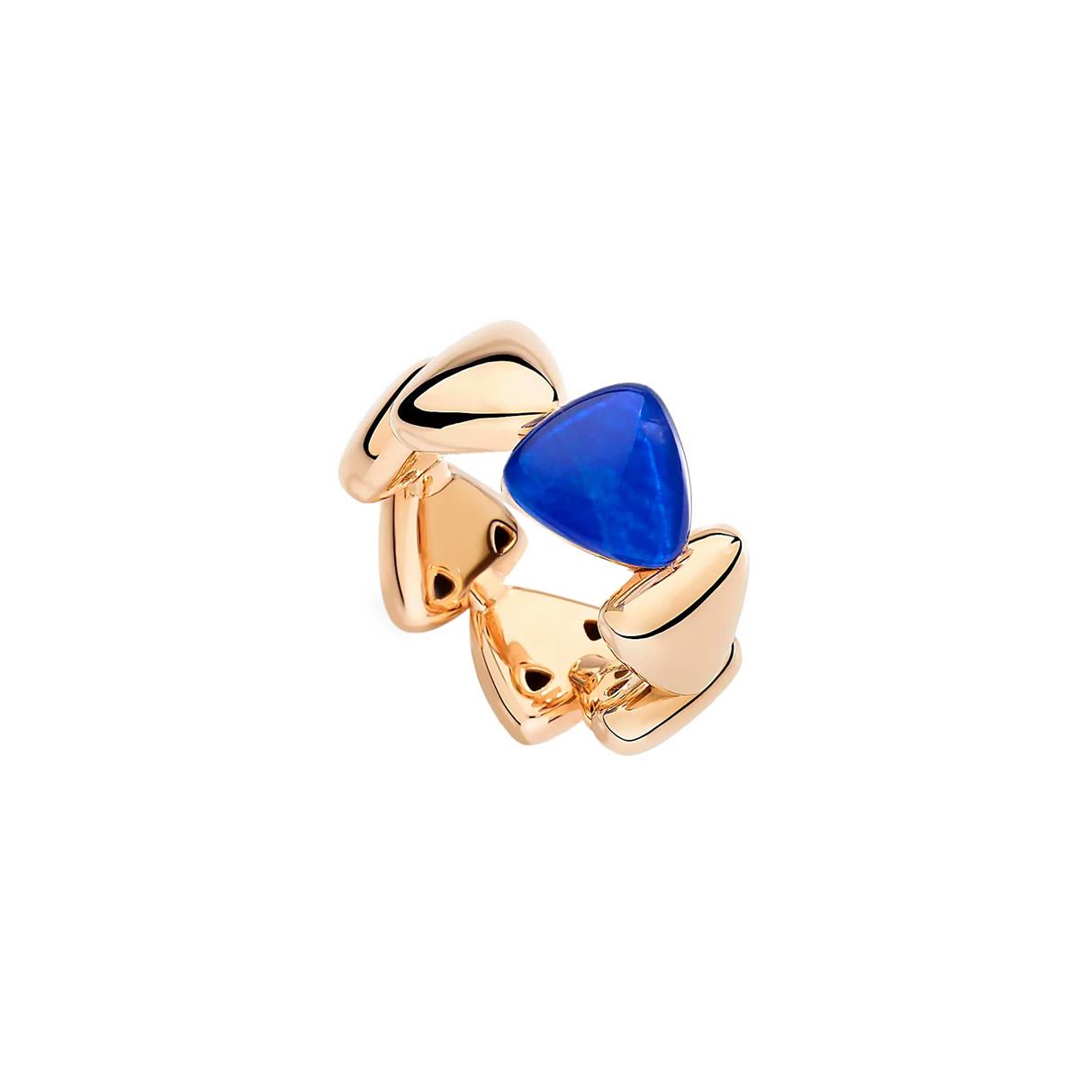 Vhernier Freccia 18k Rose Gold Lapis & Rock Crystal Mini Band Ring
