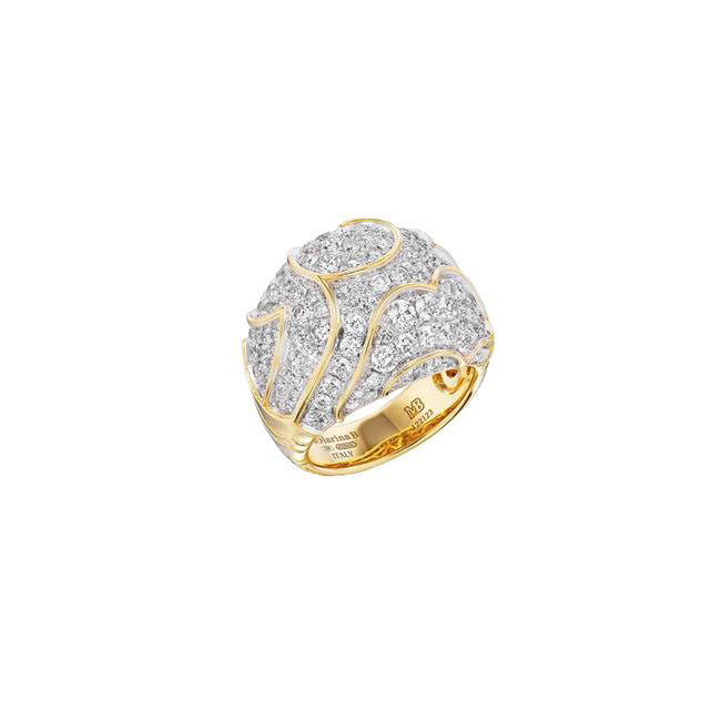 Marina B Onda 18k Yellow Gold Diamond Bombe Ring