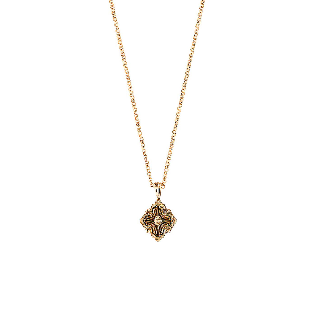 Buccellati Opera Tulle 18k Yellow Gold Black Onyx Small Motif Pendant Necklace