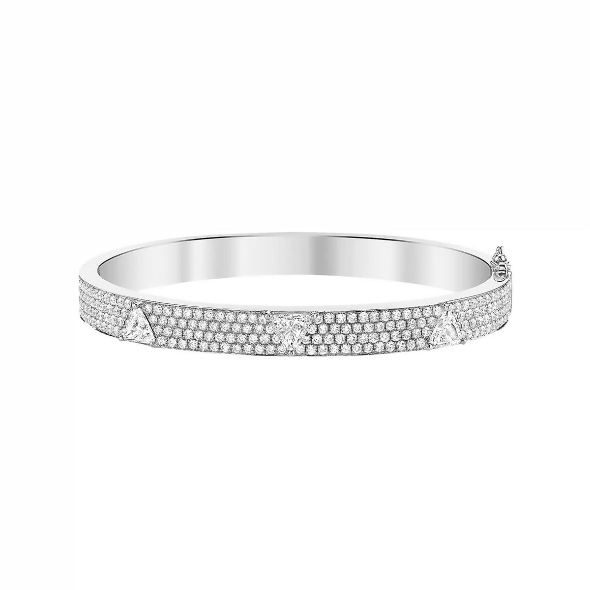 Anita Ko 18k White Gold Trillion Diamond Oval Bangle Bracelet