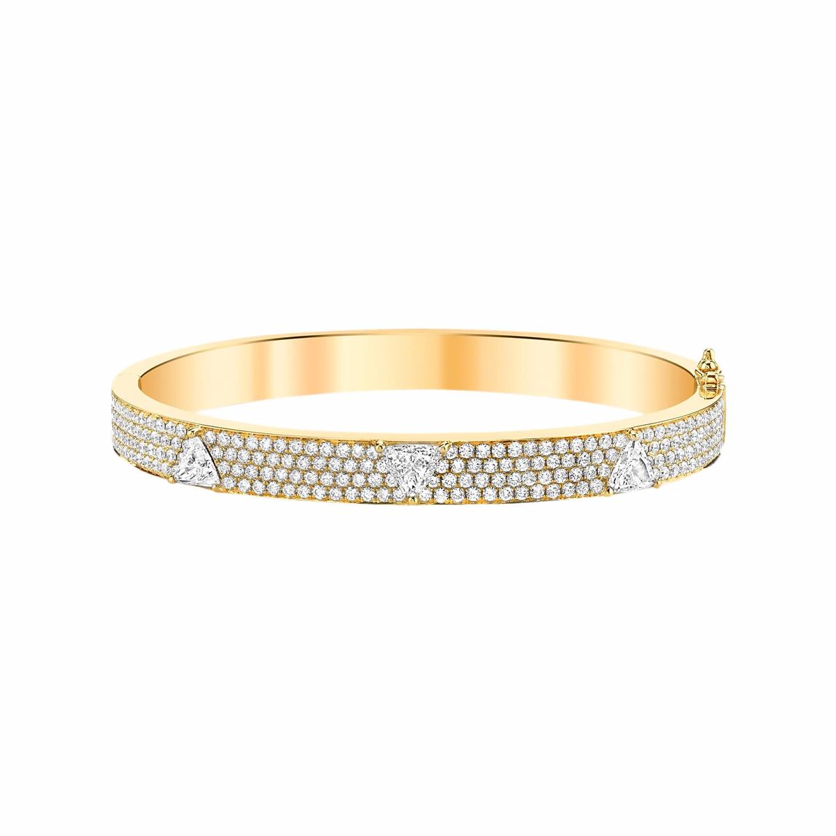 Anita Ko 18k Yellow Gold Trillion Diamond Oval Bangle Bracelet