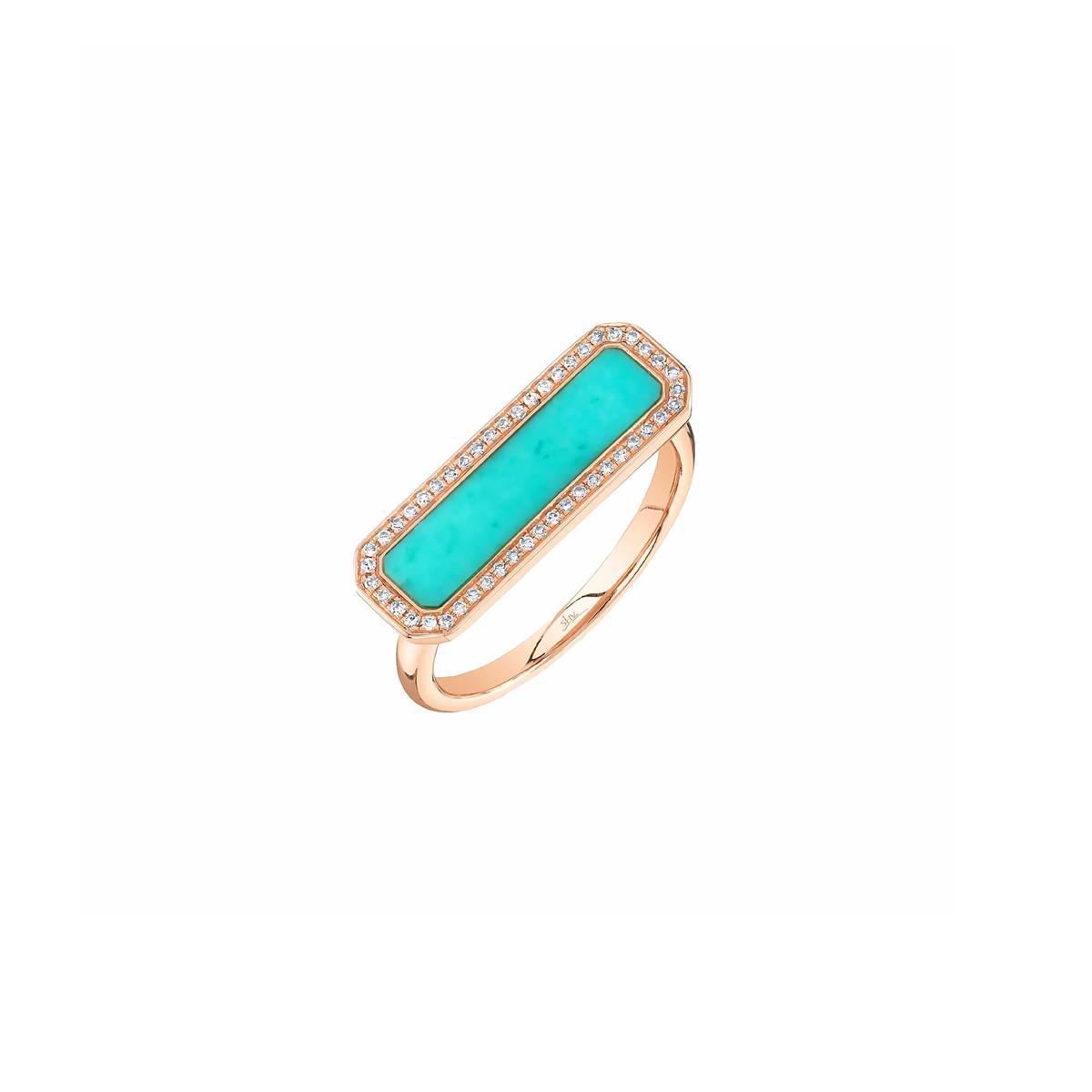 London Collection 14k Turquoise and Diamond Bar Ring