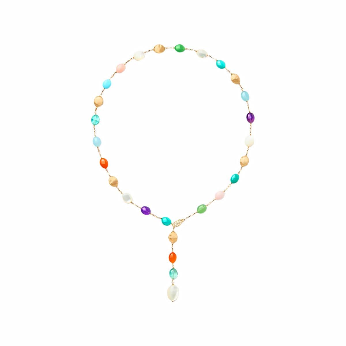 Marco Bicego Siviglia 18k Yellow Gold Mix Stone Diamond Lariat Necklace