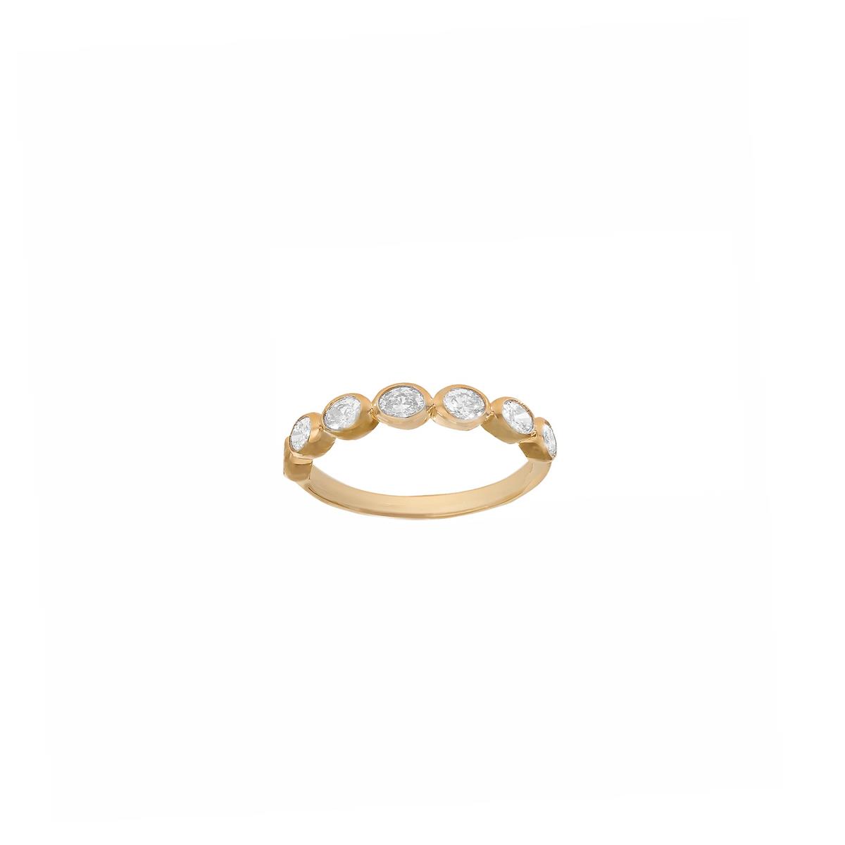 TWO by London 14k Yellow Gold East West Oval Diamond Bezel Band