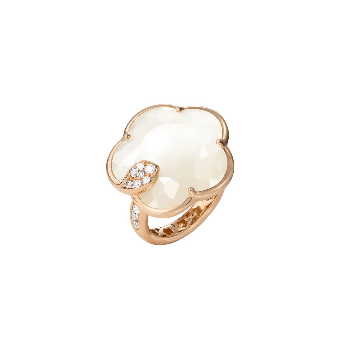 Pasquale Bruni Ton Joli 18k Rose Gold Diamond Pearl of the Moon Flower Ring