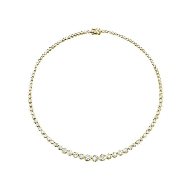 London Collection 14k Yellow Gold Bezeled Diamond Tennis Necklace