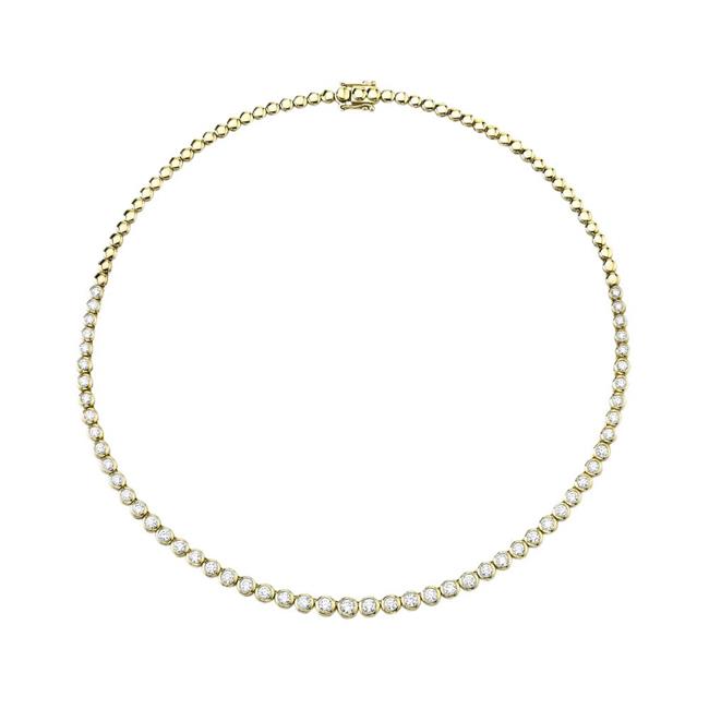 London Collection 14k Yellow Gold Bezel Diamond Tennis Necklace